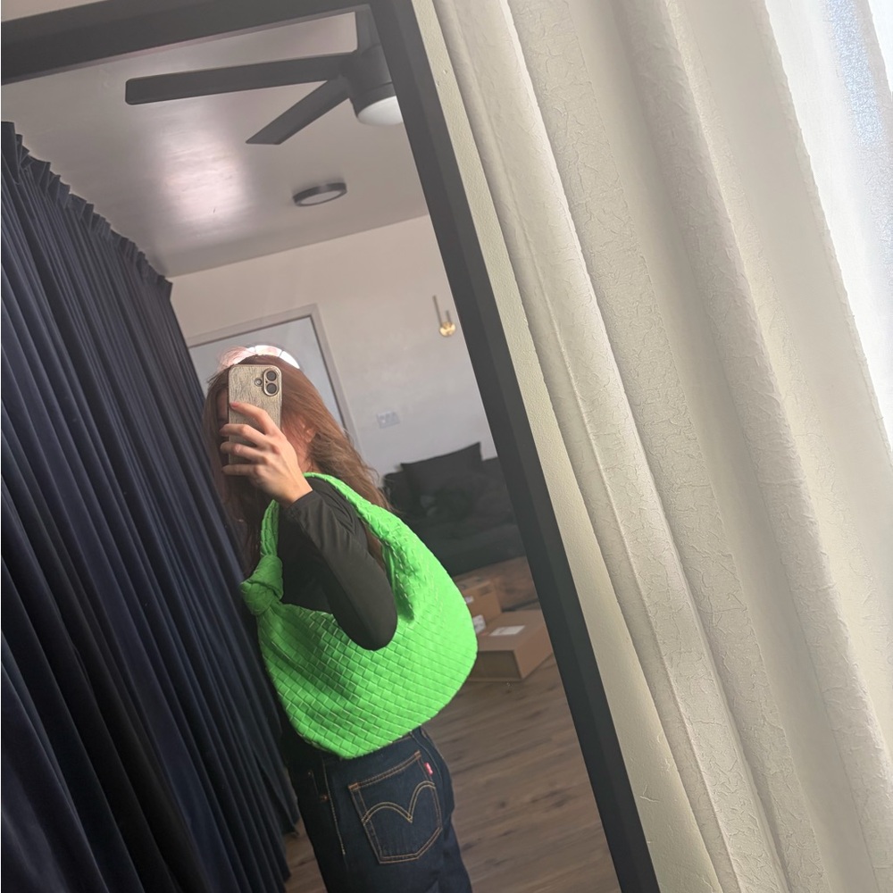 Vibrant Green Quilted Shoulder Bag